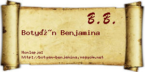 Botyán Benjamina névjegykártya